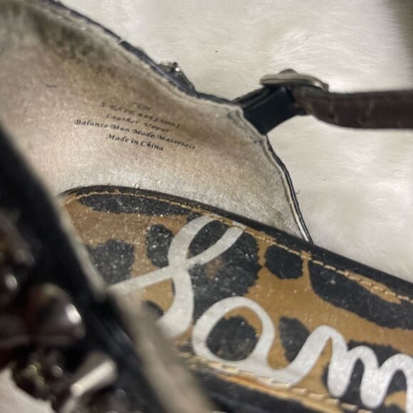 Sam Edelman Black patent &soft leather thong sandals spikes& Jewels accent SZ7.5 - Picture 7 of 11